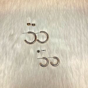 Forever 21 Gold Hoop Earrings Minimalist Set
